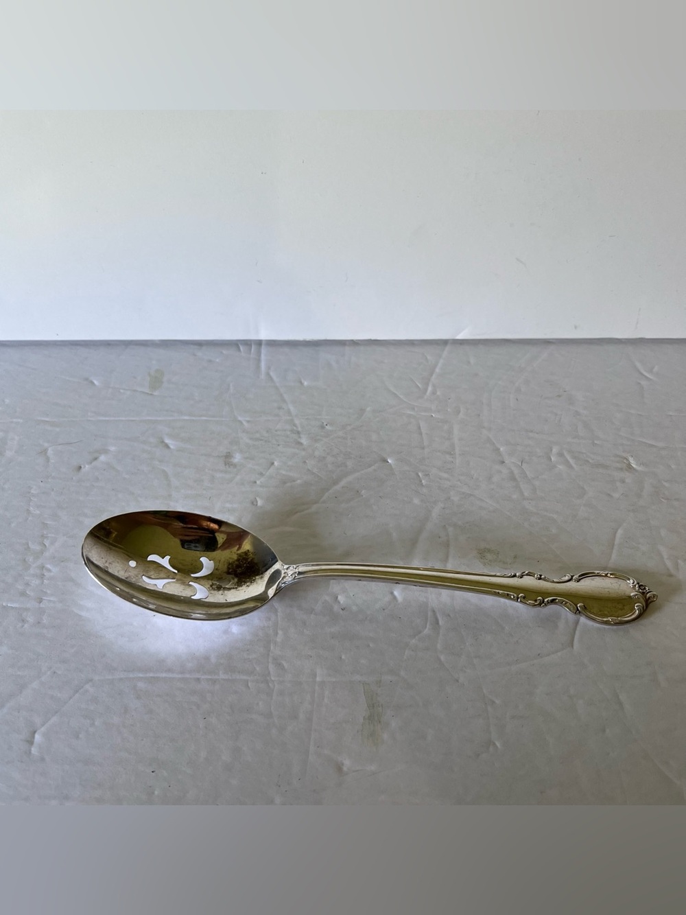 1847 Rogers Bros Silverware Pierced Serving Spoon Reflections Pattern READ